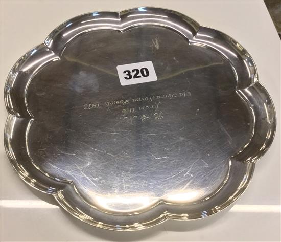 A silver octofoil presentation salver